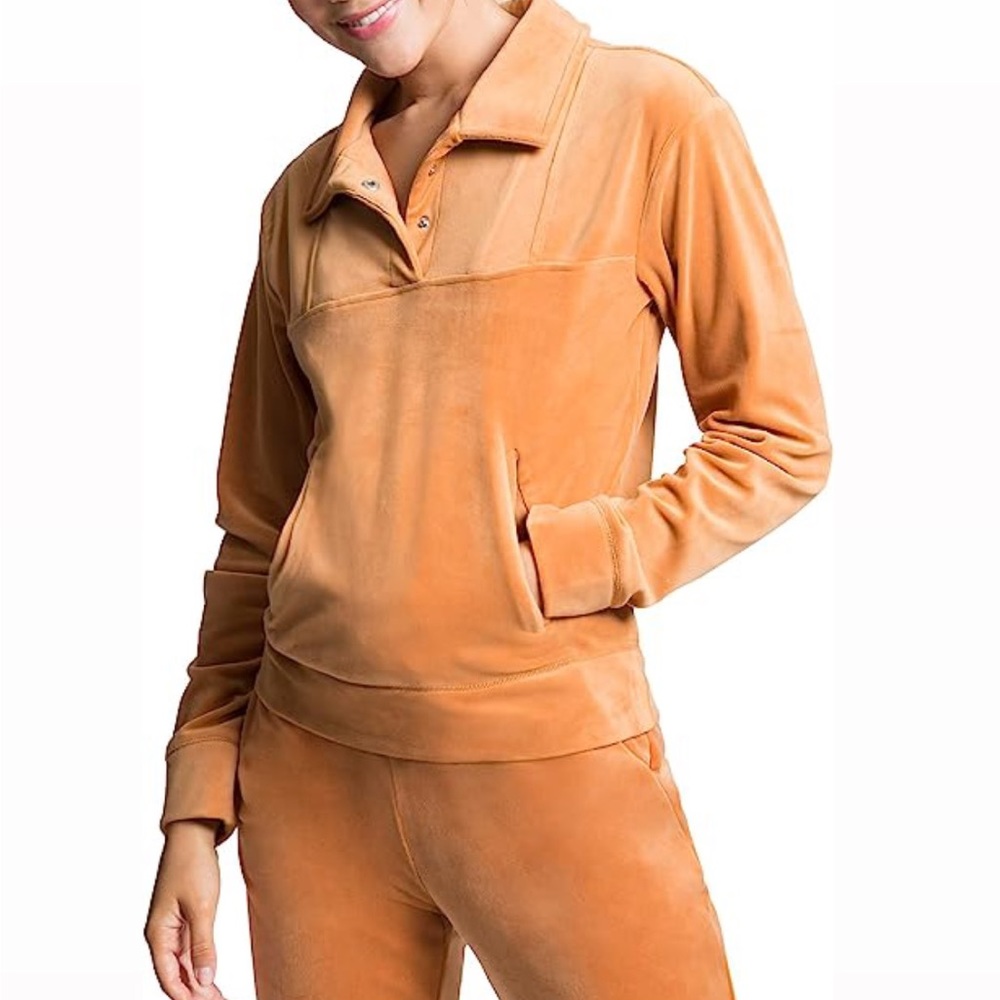 Juicy Couture Velour Paneled 1/2 Placket Snap Top